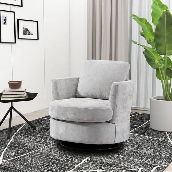 light gray barrel chair