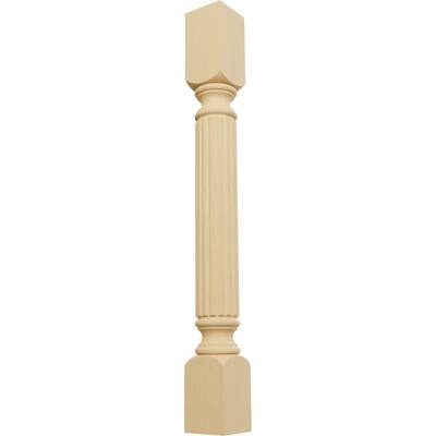 3-3/4 in. x 3-3/4 in. x 35-1/2 in. Unfinished Alder Raymond Reeded Cabinet Column