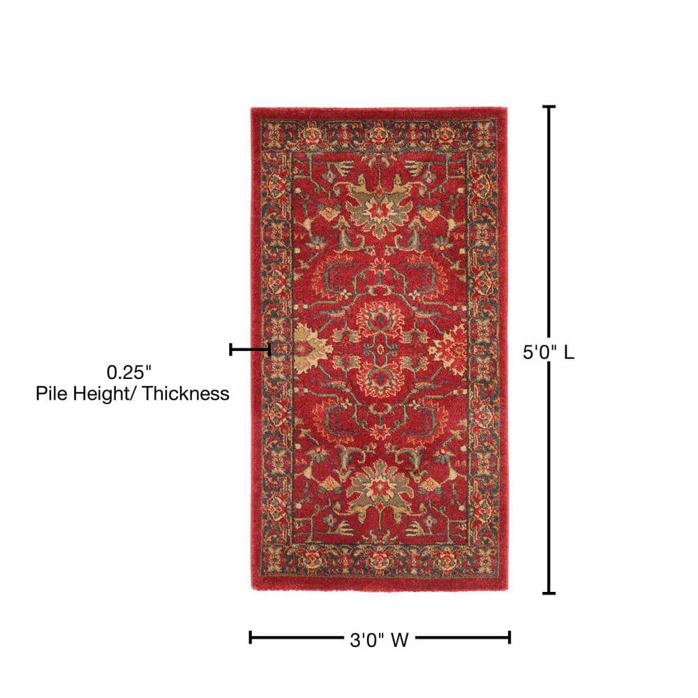 Elegant Red and Navy Round Synthetic Easy-Care Area Rug