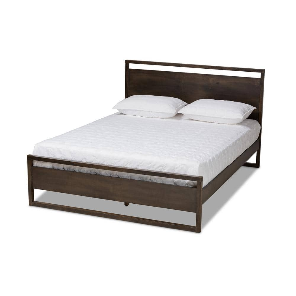 Baxton Studio Inicio Charcoal Brown Queen Platform Bed 157 9079 HD