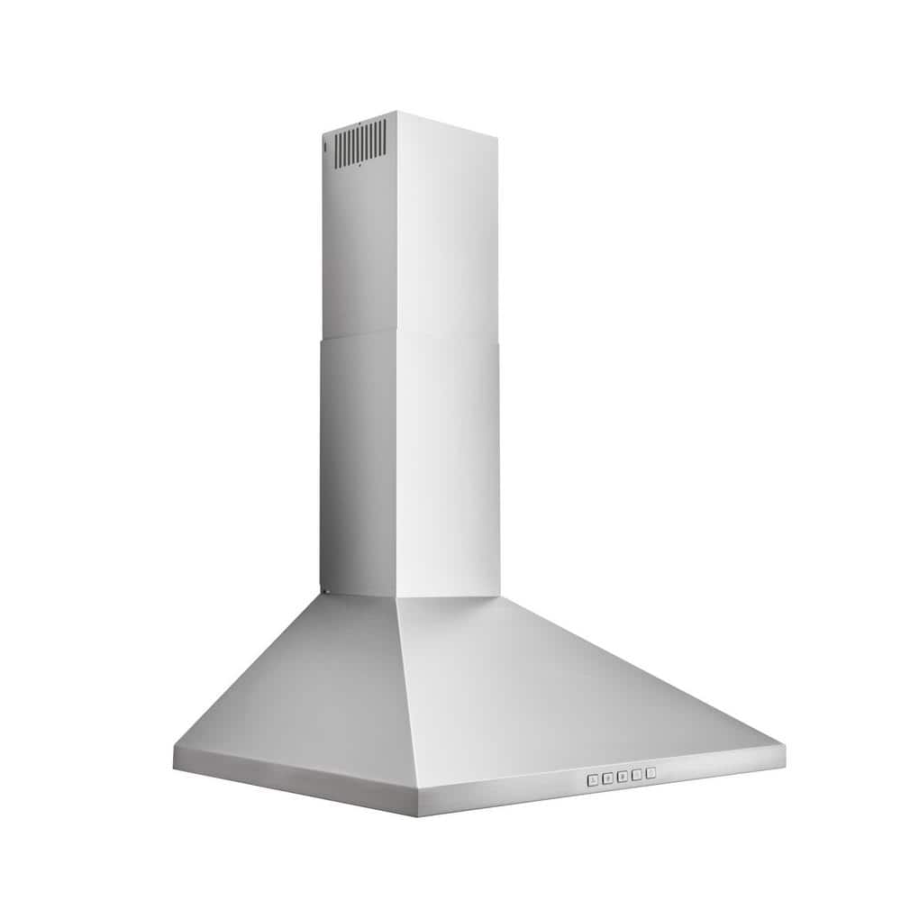 30 in. Convertible Wall Mount Pyramidal Chimney Range Hood, 450 Max CFM, Stainless Steel