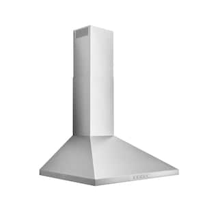 BWP2 30 in. 450 Max Blower CFM Convertible Wall-Mount Pyramidal Chimney Range Hood with Light in Stainless Steel