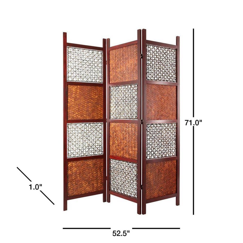 71" x 53" Bamboo and Abaca 3-Panel Folding Room Divider