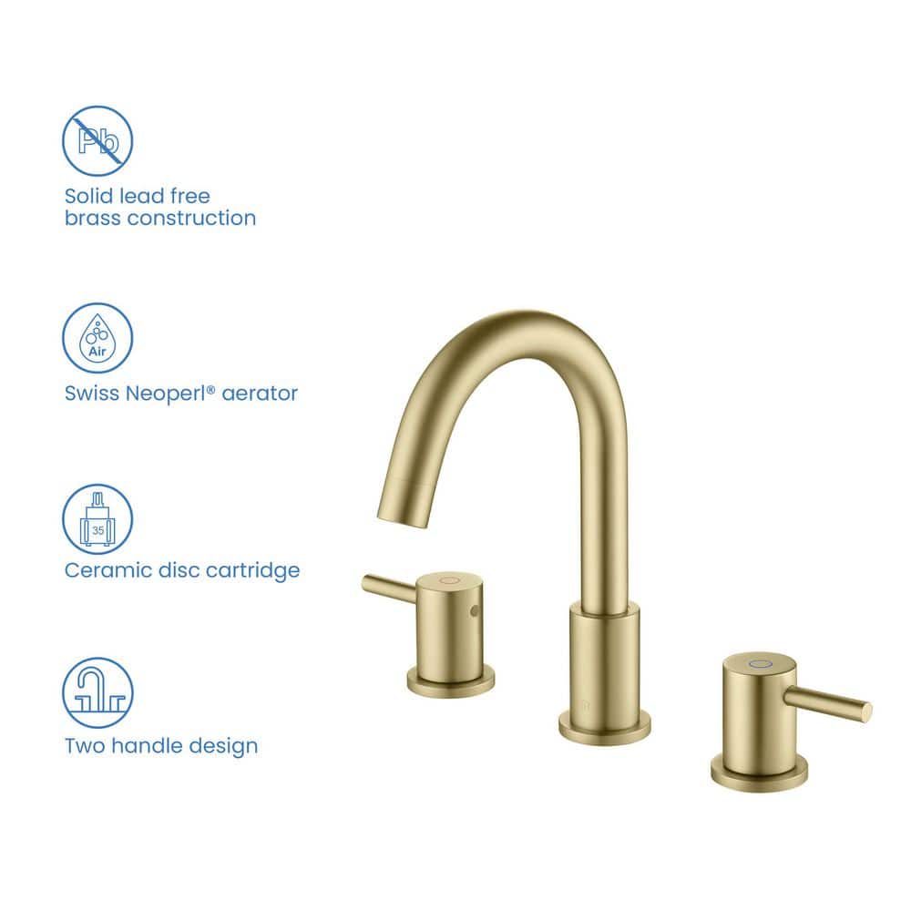 Elegant Brushed Gold Circular Widespread Bathroom Faucet