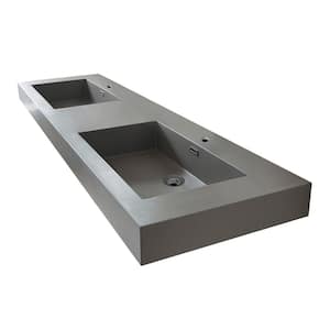 Ablitas 71.7 in. Composite Stone Double Console Bathroom Sink in Gray