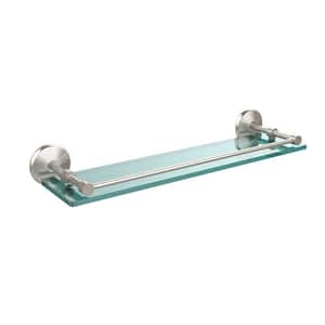 Monte Carlo 22 in. L x 3 in. H x 5 in. W Clear Glass Bathroom Shelf with Gallery Rail in Satin Nickel