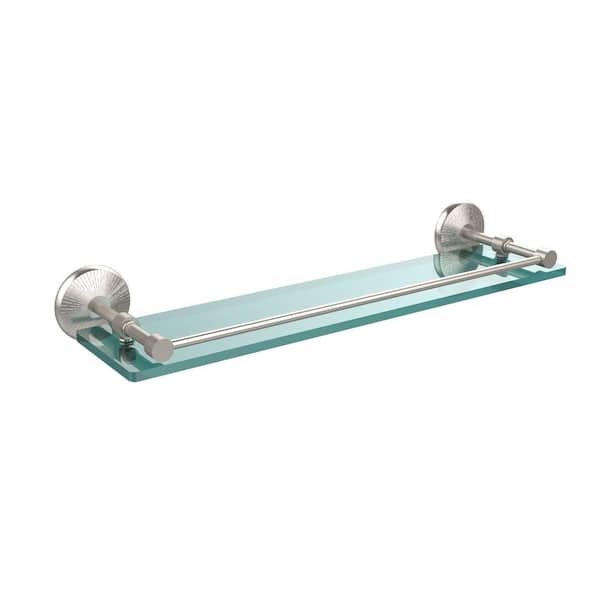 Allied Brass Monte Carlo 22 in. L x 3 in. H x 5 in. W Clear Glass Bathroom Shelf with Gallery Rail in Satin Nickel