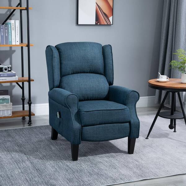 blue suede recliner chair