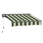 10 ft. Classic C Series Semi-Cassette Electric w/ Remote Retractable Patio Awning (98in. Projection) Green/Cream Stripes