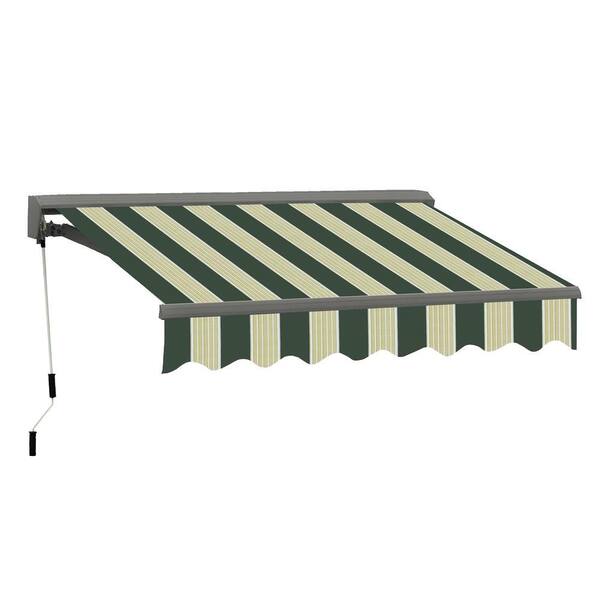 Advaning 10 ft. Classic C Series Semi-Cassette Electric w/ Remote Retractable Patio Awning (98in. Projection) Green/Cream Stripes