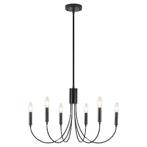 6-Light Black Industrial Dining Room Candle Chandelier Modern Farmhouse Pendant Light