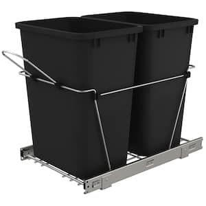 Black Double Pull Out Trash Can 35 Qt for Kitchen