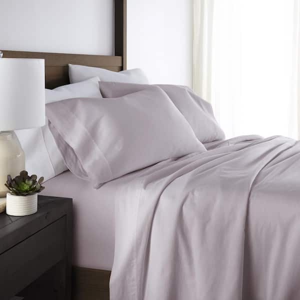Becky Cameron 4-Piece Mauve 300 Thread Count Solid Sheet Set in Special King
