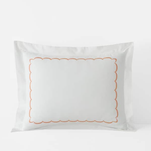 The Company Store Legends Hotel Embroidered Scallop Melon Geometric Cotton Percale Standard Sham