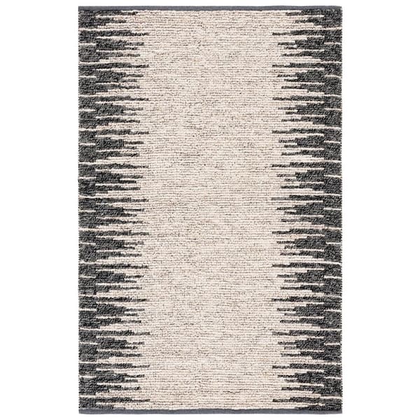 Natural Fiber 4 ft. x 6 ft. Bleach/Black Abstract Area Rug