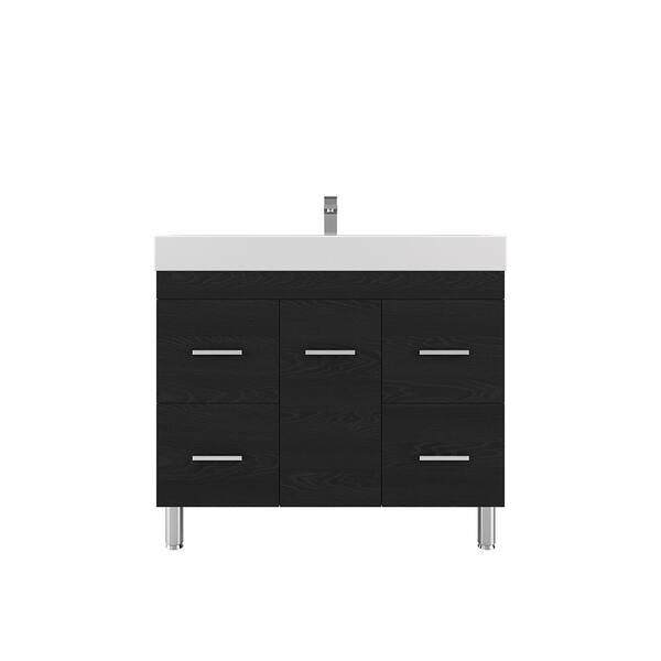 null Ripley 39 in. W x 19 in. D x 36 in. H Vanity in Black with Acrylic Vanity Top in White with White Basin