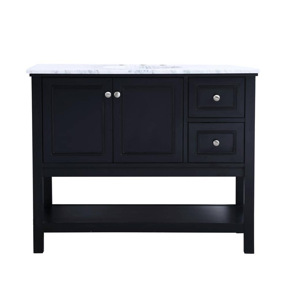 Timeless Home 42 in. W x 22 in. D x 33.75 in. H Single Bathroom Vanity in Black with White Marble and White Basin