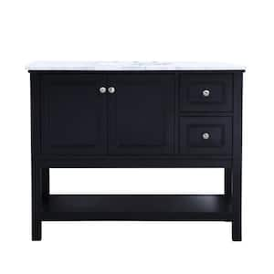 Timeless Home 42 in. W x 22 in. D x 33.75 in. H Single Bathroom Vanity in Black with White Marble and White Basin