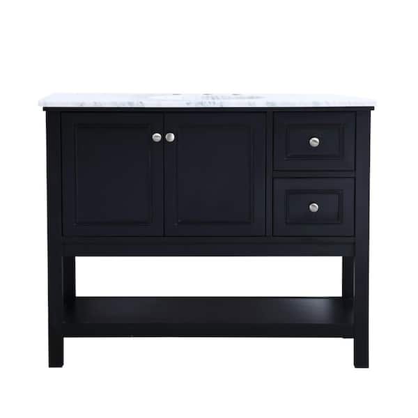 Unbranded Timeless Home 42 in. W x 22 in. D x 33.75 in. H Single Bathroom Vanity in Black with White Marble and White Basin