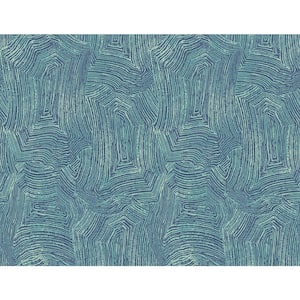 60.75 sq. ft. Metallic Harbor Blue Radcliffe Abstract Paper Unpasted Wallpaper Roll