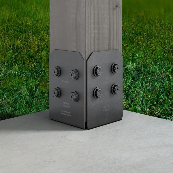 Outdoor Accents Avant Collection ZMAX, Black Post Base Side Plate for 8x Lumber (2-Pack)