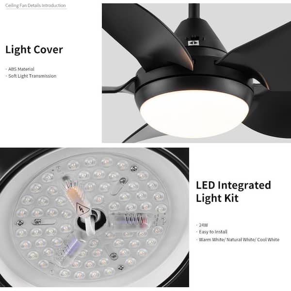 YUHAO 30 in. Indoor Low Profile Integrated LED Light Kids Black