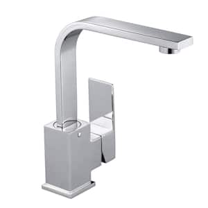 Modern Single-Hole Bar Faucet 1-Handle with Water Supply Line in Chrome
