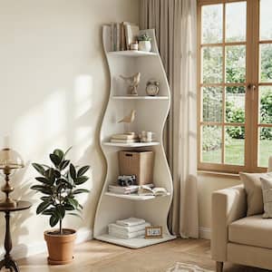 TRIBESIGNS WAY TO ORIGIN Modern 70 in. Tall Pink Wood 5-Shelf