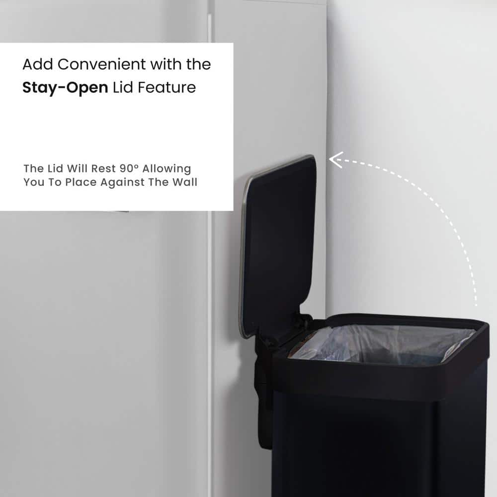 Matte Black Stainless Steel Rectangular Pedal Trash Can
