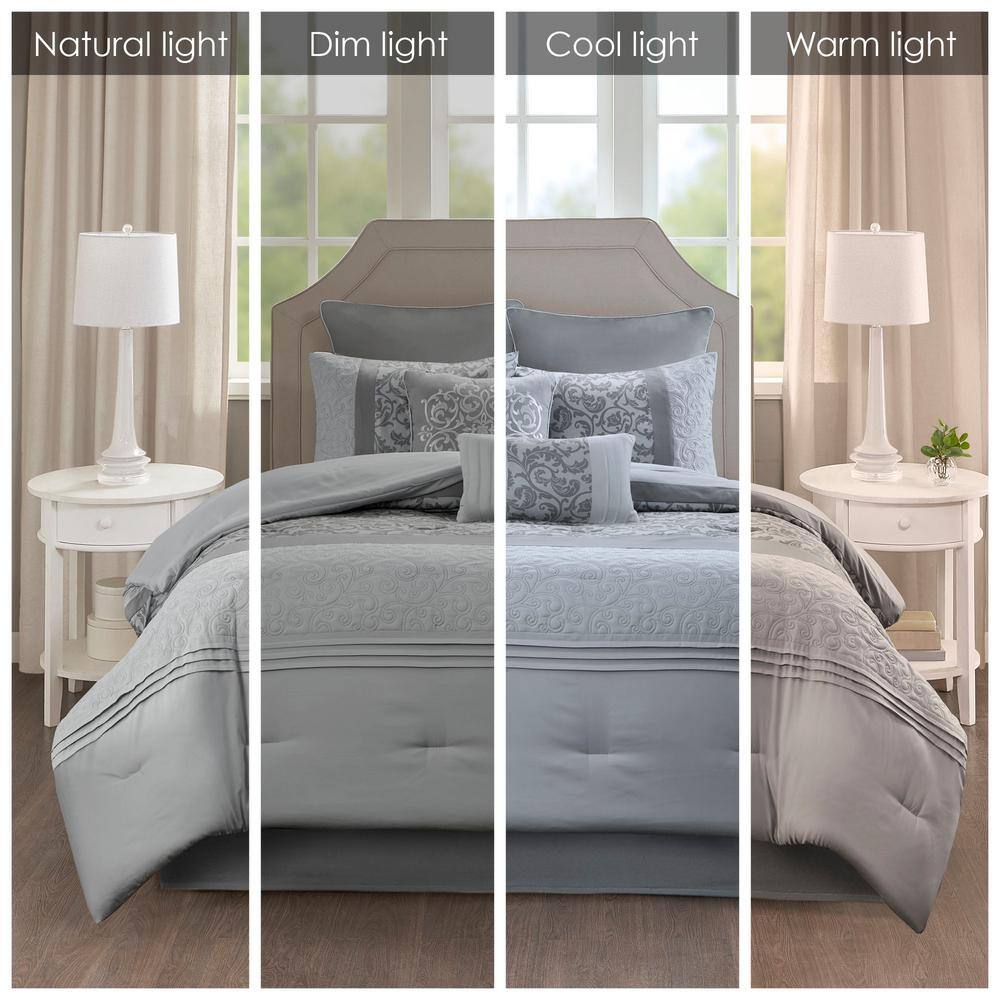 Gray King Size Microfiber Down Alternative Comforter Set