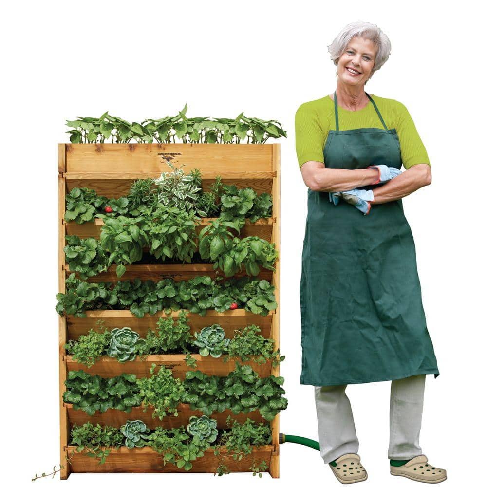 Western Red Cedar Vertical Garden Planter with Self-Watering System