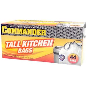 24 in. x 27 in. 13 Gal. 0.9 mil White Tall Kitchen Drawstring Trash Bags Pack of 44 for Home