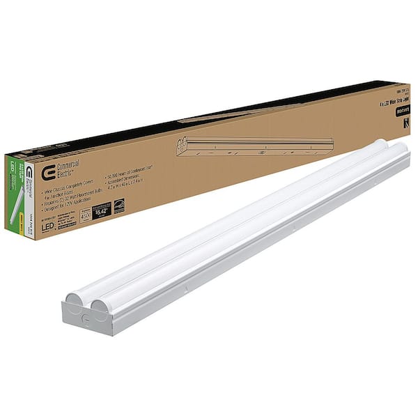 Commercial Electric 4 Ft 225 Watt Equivalent Integrated Led White Strip Light Fixture 4000k Bright High Output 4500 Lumens 55603141 Commercial Electric 4 Ft 225 Watt, T8 Led Light Fixtures Home Depot