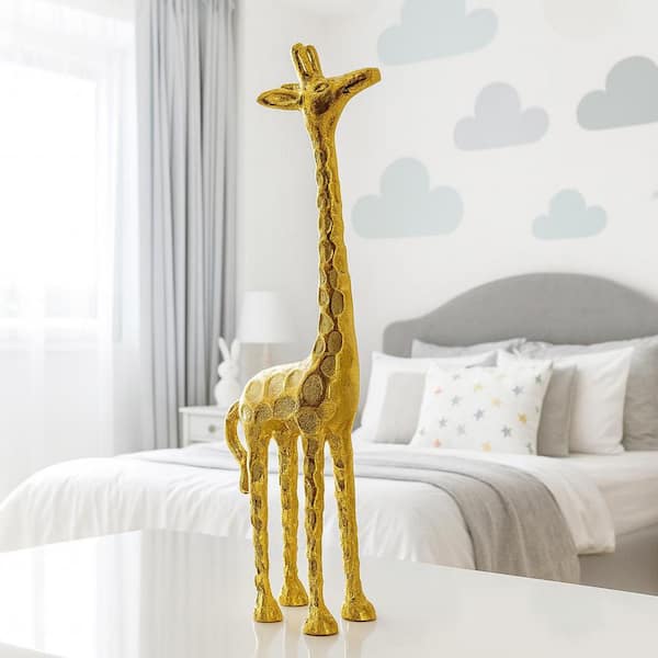 Gold 13 in. x 2 in. Aluminum Giraffe Decorative Metal Statue