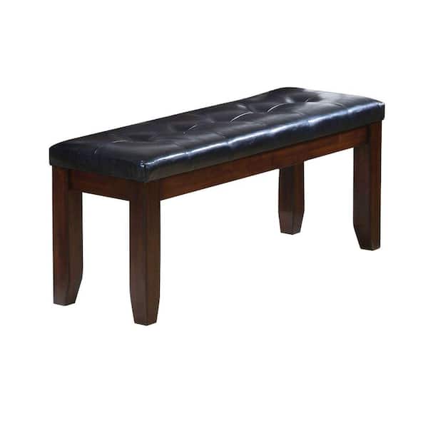 Benjara 17 in. Brown and Black Backless Bedroom Bench With Tufted Seat