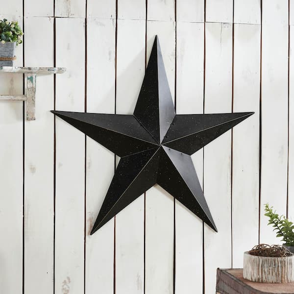 1-Piece 36 in. x 36 in. Speckled Black Distressed Metal Star Wall Decor
