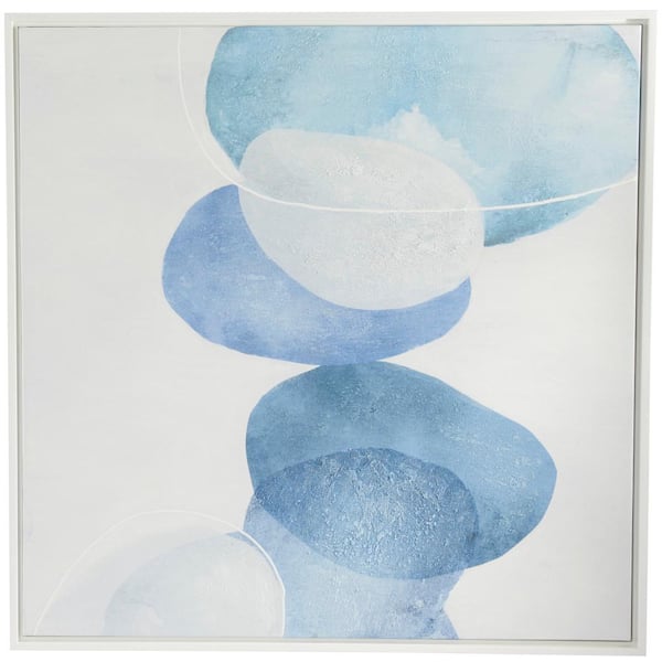 1- Panel Abstract Overlapping Circle Framed Wall Art with White Frame 37 in. x 37 in.