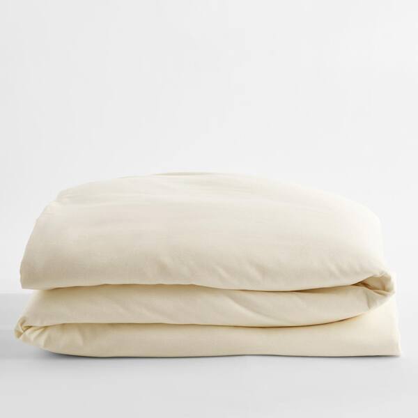 The Company Store Velvet Flannel Ivory Solid Queen Duvet Cover