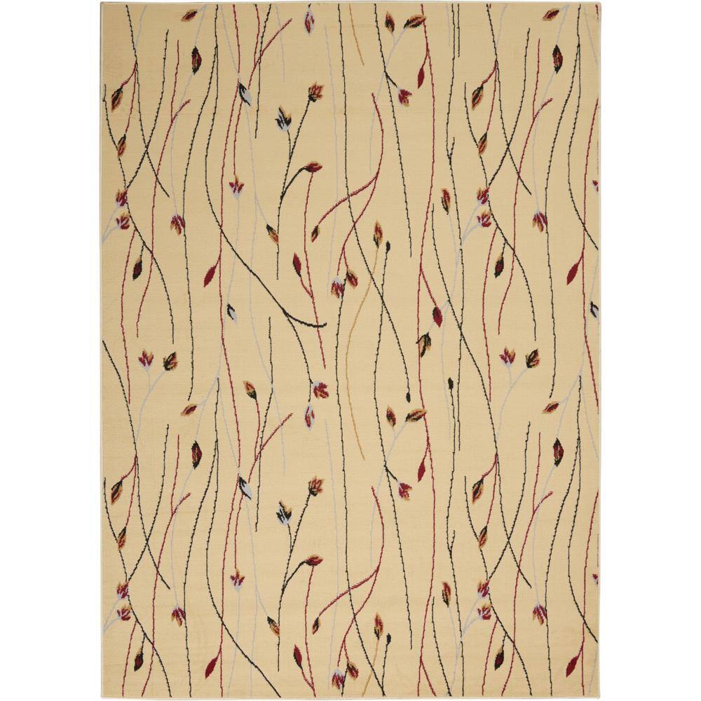 Cream Floral Synthetic 5' x 7' Area Rug