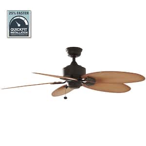 Lillycrest 52 in. Indoor/Outdoor Aged Bronze Ceiling Fan with Downrod and Reversible Motor; Light Kit Adaptable