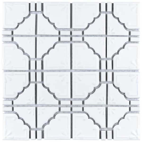Merola Tile Moonbeam Matte White 11-3/4 in. x 11-3/4 in. Porcelain Mosaic Tile (9.8 sq. ft./Case)