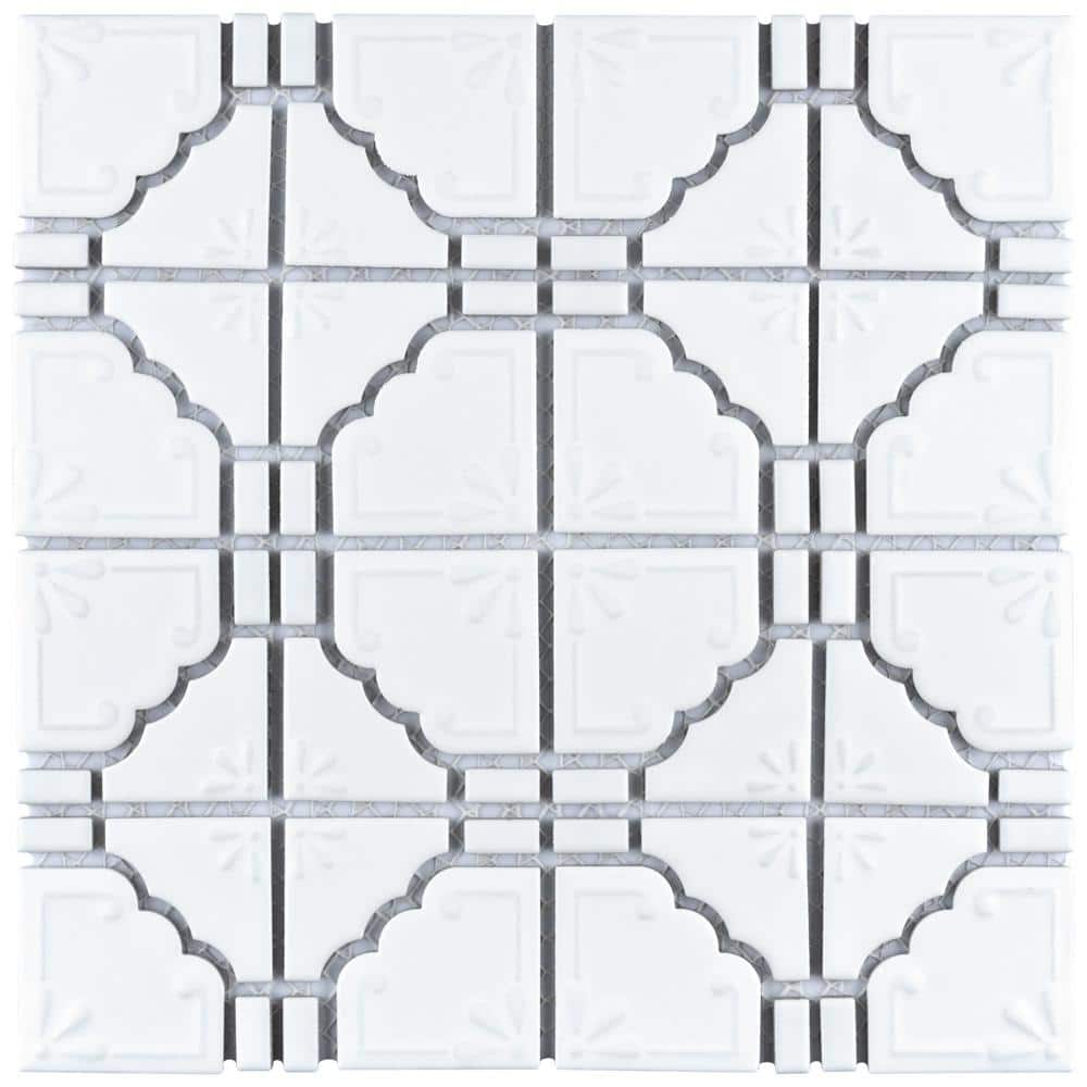 Hudson Moonbeam Matte White 12 in. x 12 in. Porcelain Floor and Wall Mosaic Tile (10.1 sq. ft./Case) price history on PriceWatchPro