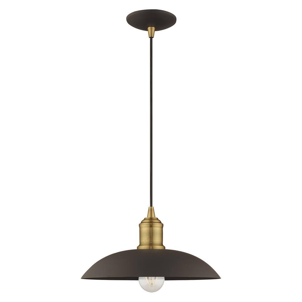 Bronze and Brass Mini Pendant Light with Metal Shade