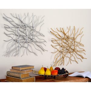 Metal Multi Colored Branch Inspired Geometric Wall Decor (Set of 2)