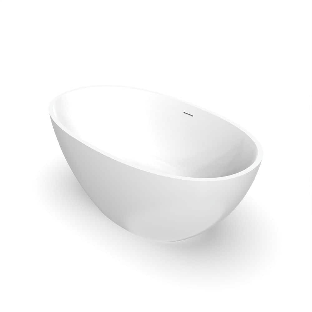 55'' Matte White Stone Resin Freestanding Double Slipper Bathtub