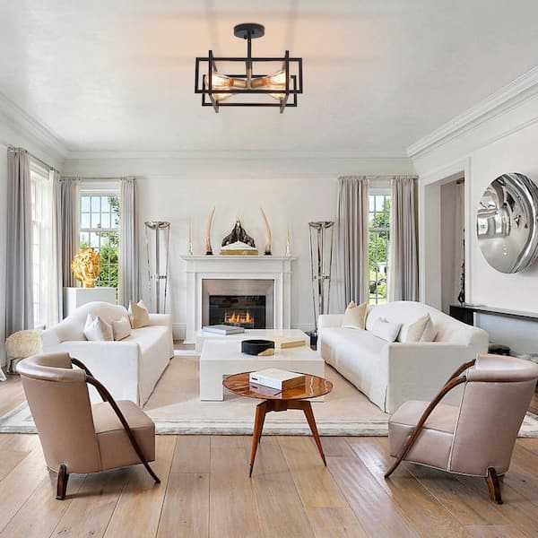 Have a question about LWYTJO 15 in. 4-Light Black/Gold Semi-Flush