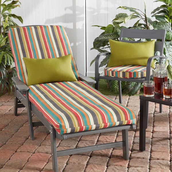 Greendale Home Fashions 15 Round Outdoor Bistro Chair Cushion (Set of 2), Sunset Stripe