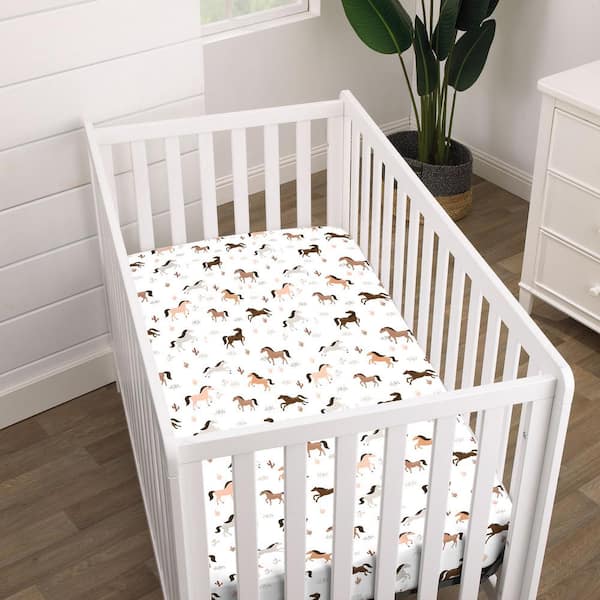 White and hot sale tan crib