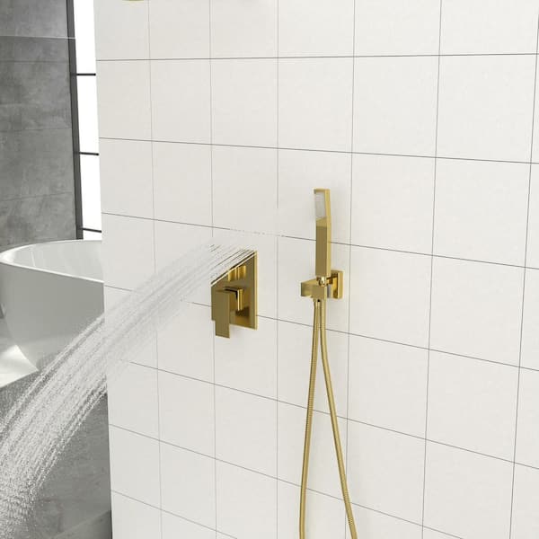 Miscool Rainfall 1-Handle 1-Spray Wall Mount 12 in. High Pressure Shower  Faucet in Brushed Gold (Valve Included) SHSMDH10C003BGL - The Home Depot