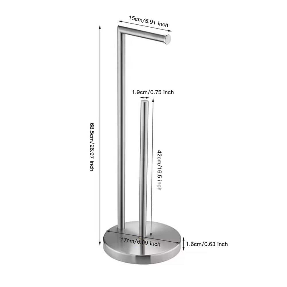 Brushed Nickel Freestanding Toilet Paper Holder with Reserve Storage